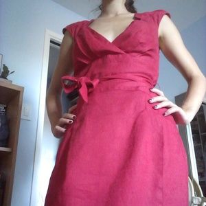 Red Linen Cocktail Dress